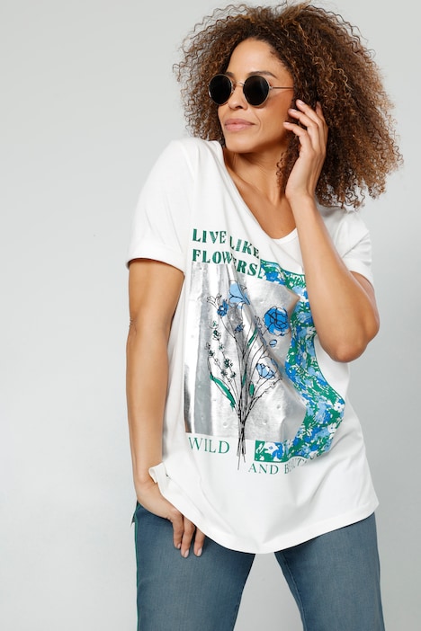 T-Shirt, Ziersteinchen, Rundhals