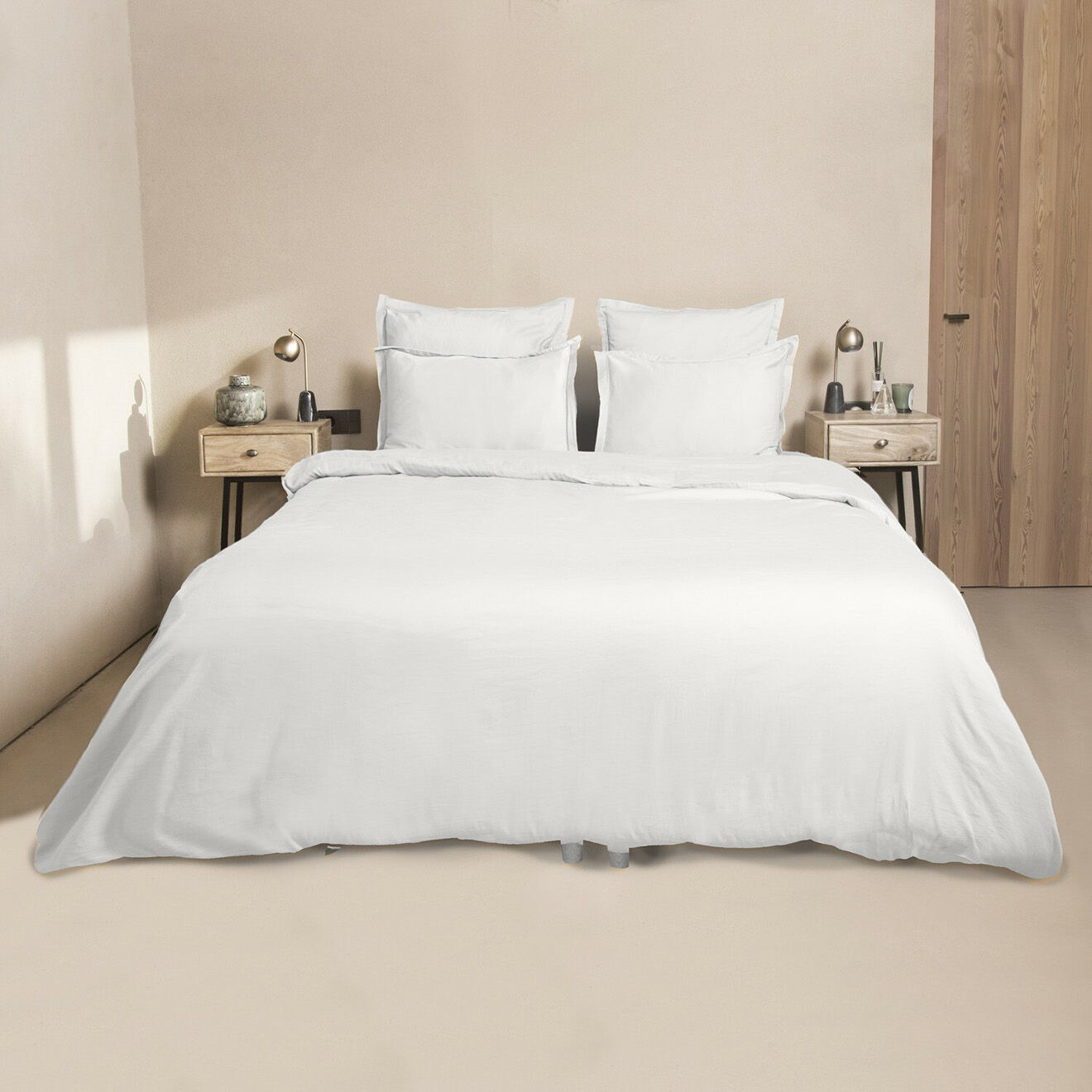 Febronie Housse de couette 100% Satin de Coton Julia blanc