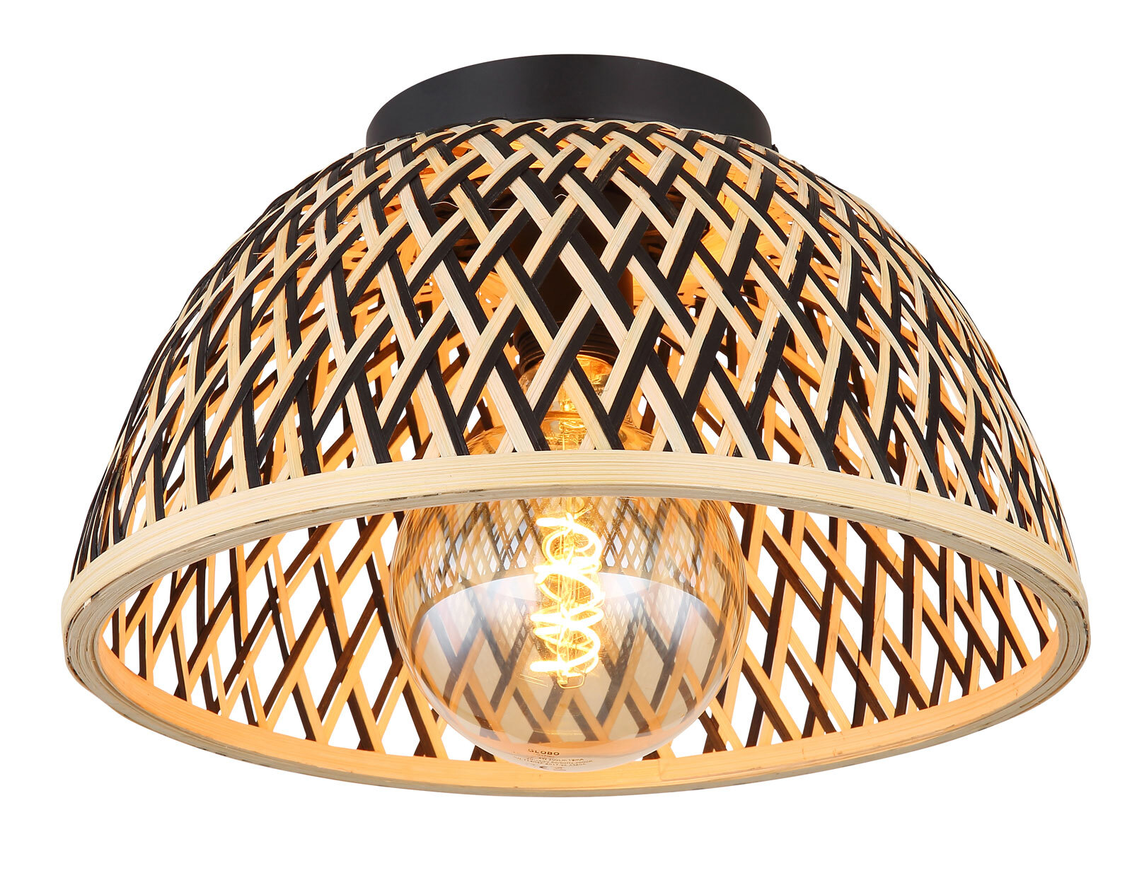 GLOBO Retrofit Deckenlampe Colly 35x20,5 cm Bambus braun/schwarz