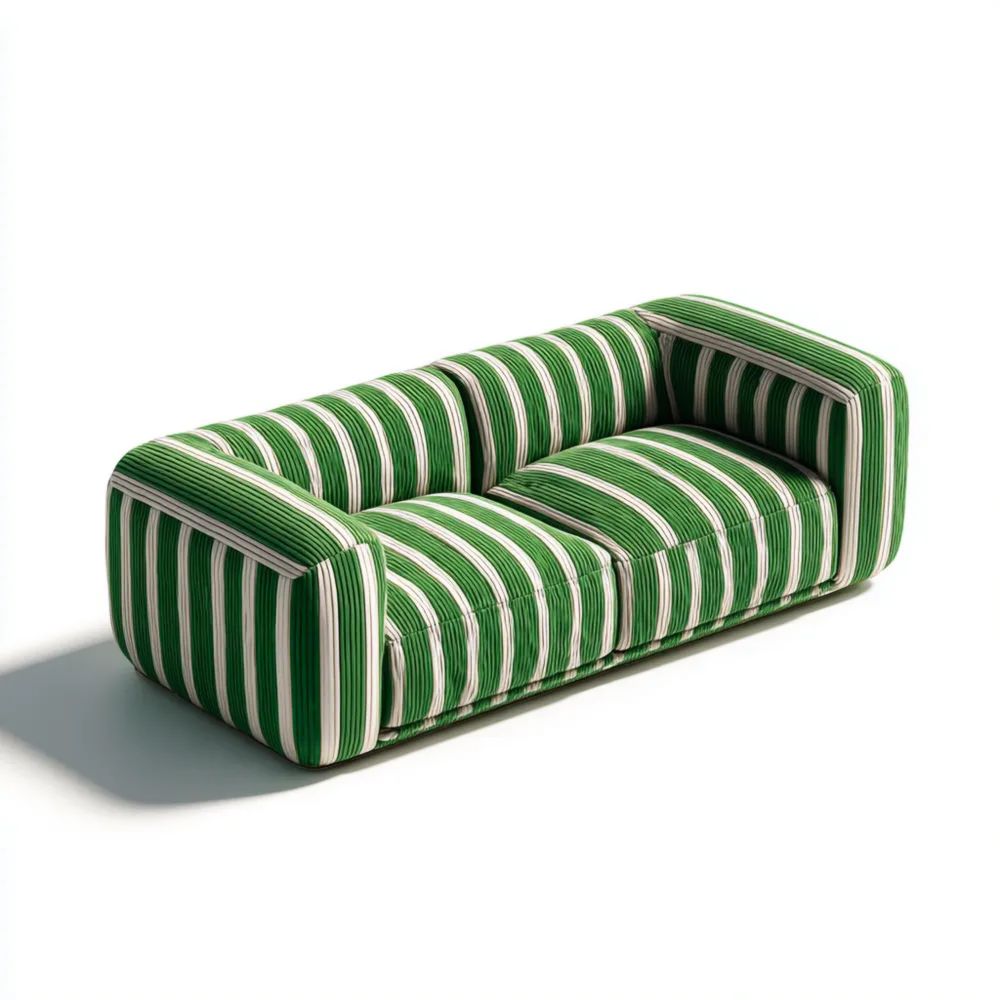 2-Sitzer-Sofa 180x85x70 cm Streifenmuster Stoff - Grün/Weiß - Modernes