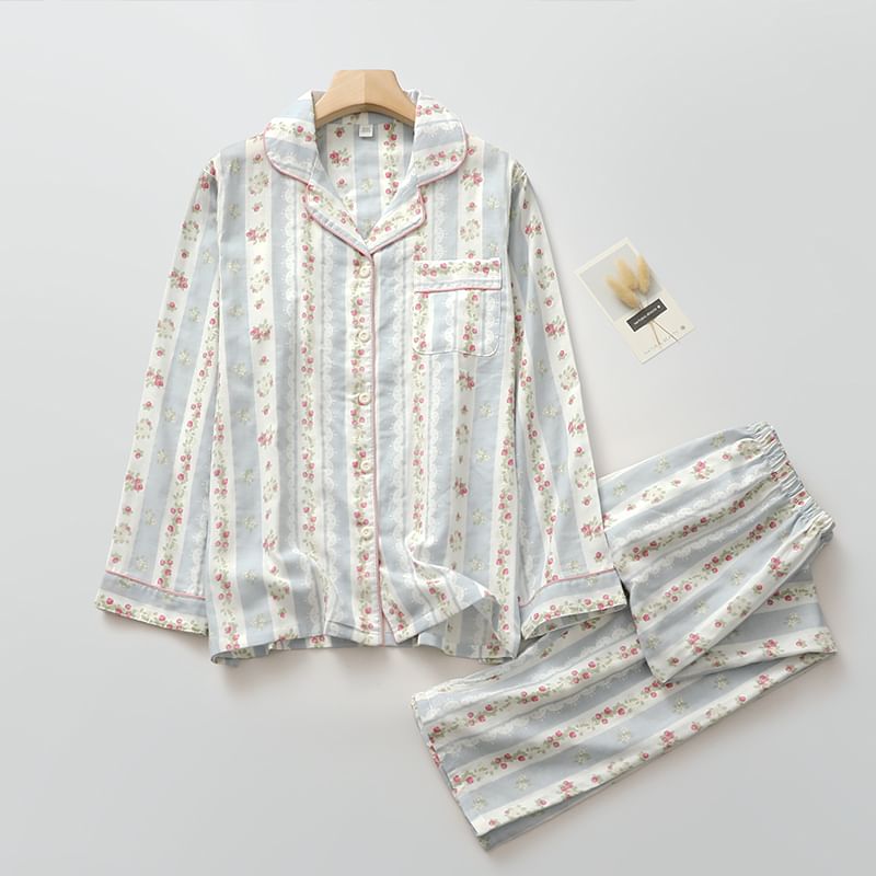 Finlies - Pyjamaset: Bloemenshirt + Broek