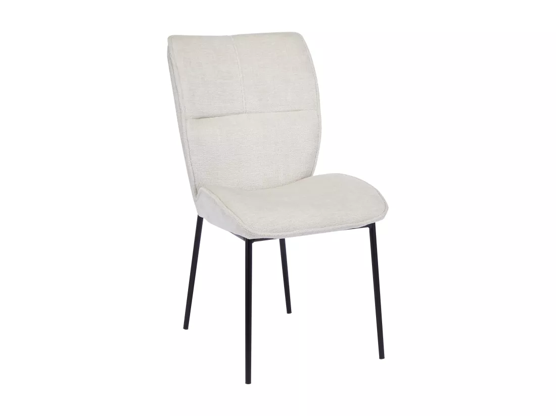 Lot de 2 chaises en tissu texturé et métal noir - Crème - TIANIVA