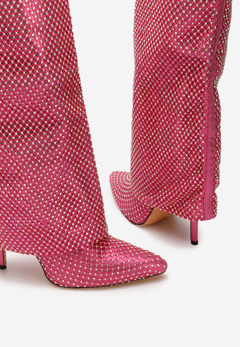 Bottes hautes à talon fin fuchsia Josely