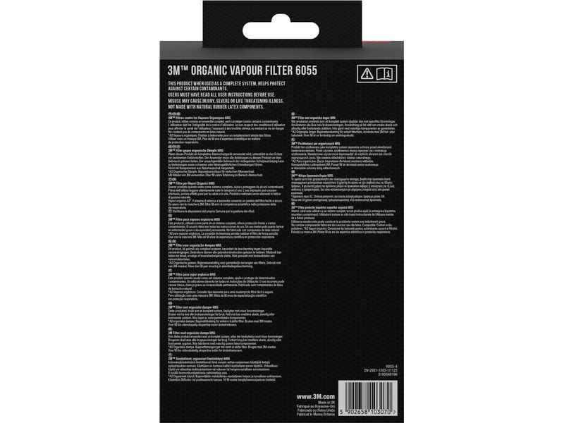 3M Ersatzfilter 6055 A2 für Serie 6000 & 7000, 1 Paar Austauschfilter A2 für Halb & Vollmaske Serie 6000 & 7000