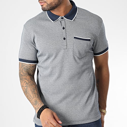 Polo Manches Courtes Pasoa Bleu Marine Chiné