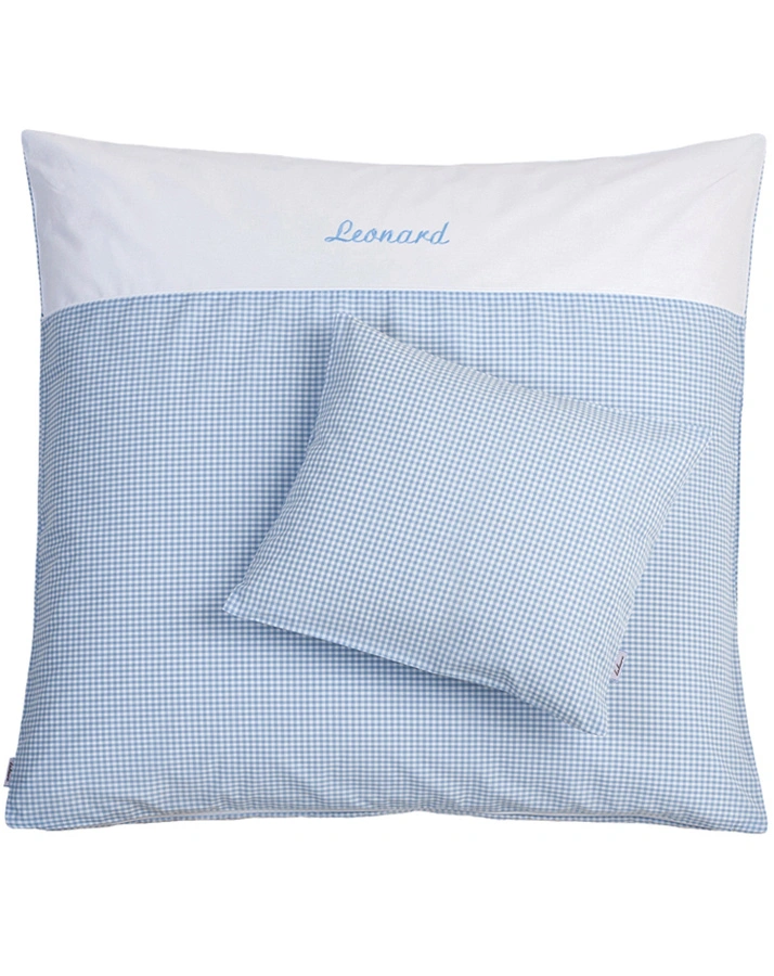 Personalisierte Baby-Bettwäsche NOSTALGIE hellblau (Farbe: pink)