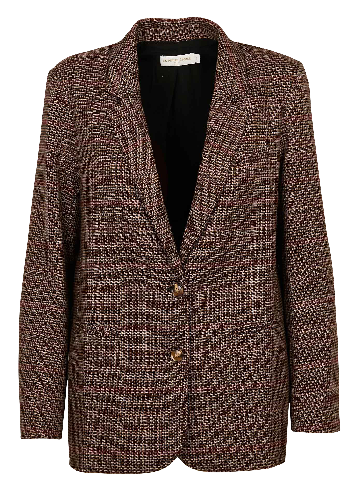 VOLIANE - Veste tailleur droite à carreaux | Marron