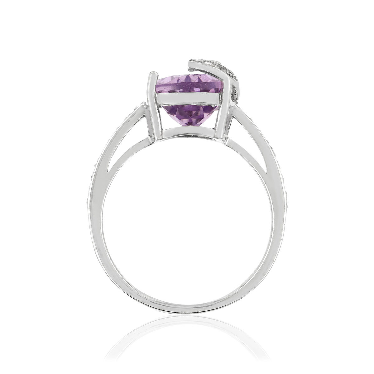 Bague argent 925 améthyste taille poire et zirconias