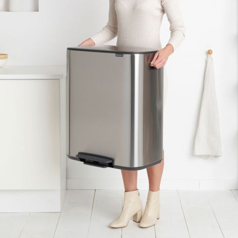 Bo Pedaalemmer, met 2 binnenemmers, 2 x 30 liter - Matt Steel Fingerpr