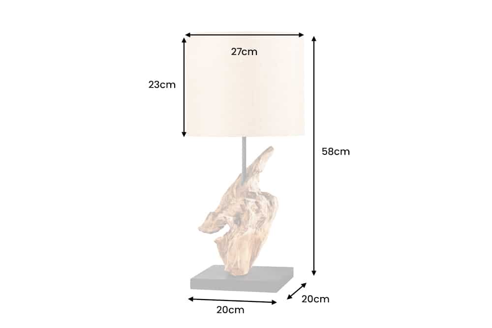Treibholz Tischlampe HYPNOTIC 60cm natur Leinen-Schirm