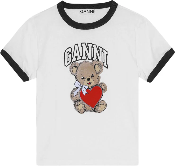 Ganni Basic Jersey Bear Small T-shirt Bright white