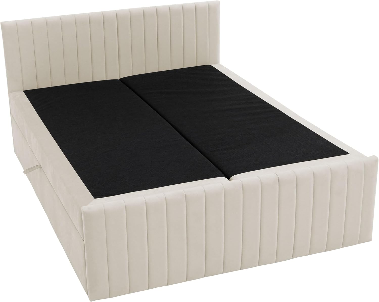 Mirjan24 Boxspringbett Tirulo Fix, Doppelbett mit Topper und Matratze, Polsterbett mit 2 Bettkästen, Bett mit gepolstertes Kopfteil, Continentalbett (Manila 02, 160x200cm)