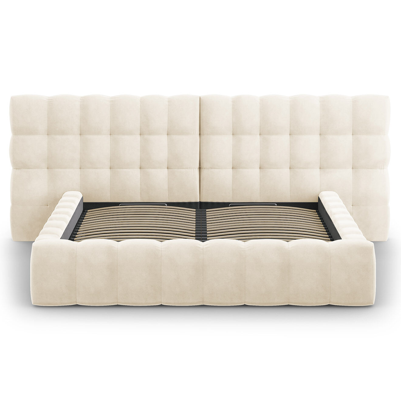 Cosmopolitan Design Lit avec coffre de rangement Bali Velours beige clair - 180x200 cm