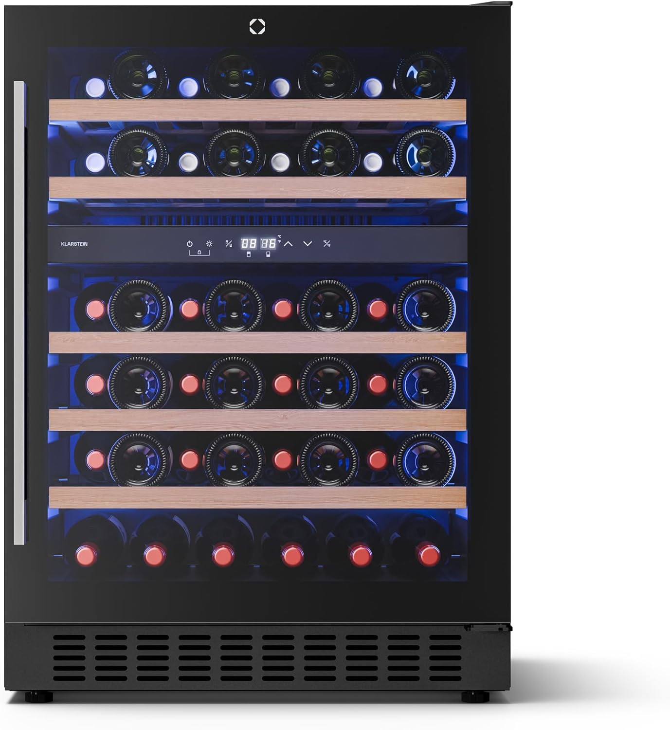 Klarstein Illuminosa Unterbau Weinkühlschrank - 46 Flaschen, 2 Zonen, 5-22°C, LED, Touch, UV-Schutz, leise, Einbau, Weinkühlschrank zum Einbauen