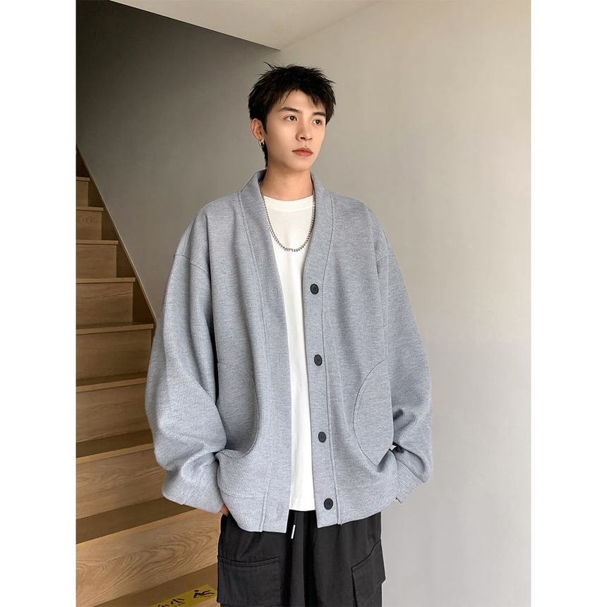 Adotuastic - V-hals effen oversized jasje met knopen