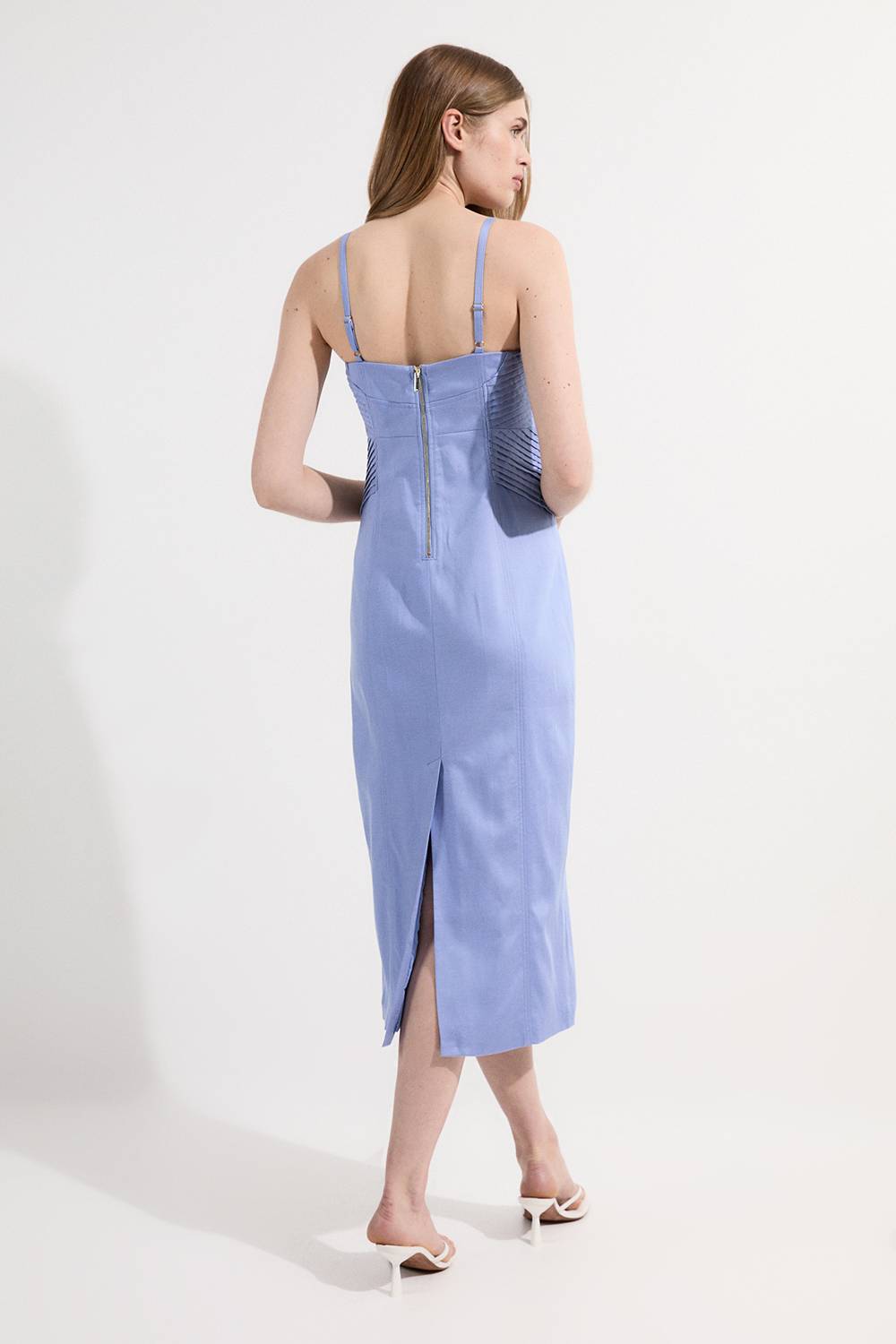 KarenMillen Robe Mi-longue Ajustée À Pinces En Lin Premium Petite