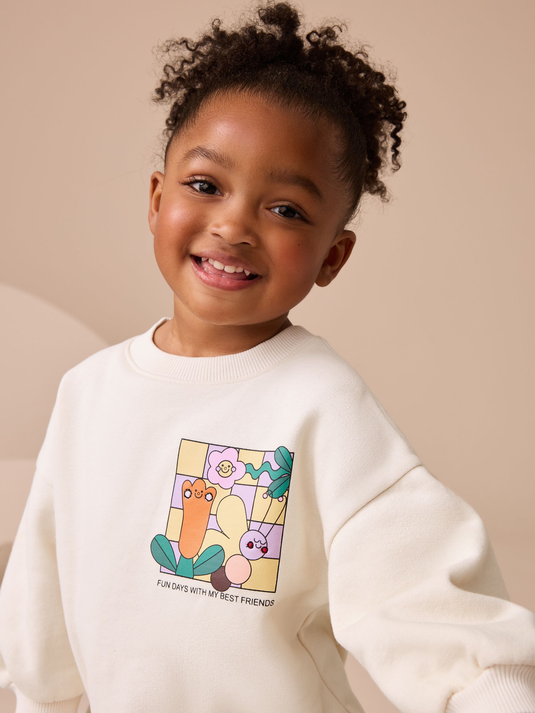 Crème Regenboog Grafische Print - Set met sweatshirt en legging (3 mnd-7 jr)