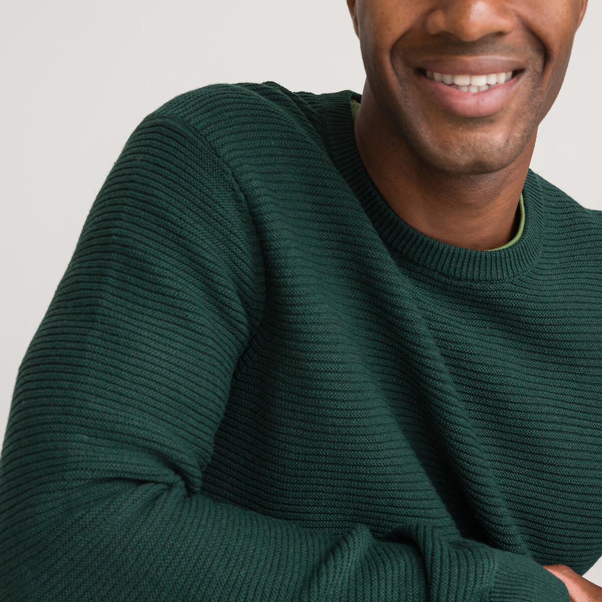 COLEÇÕES LA REDOUTE<br>Suéter de gola redonda canelado em mistura de lã merino