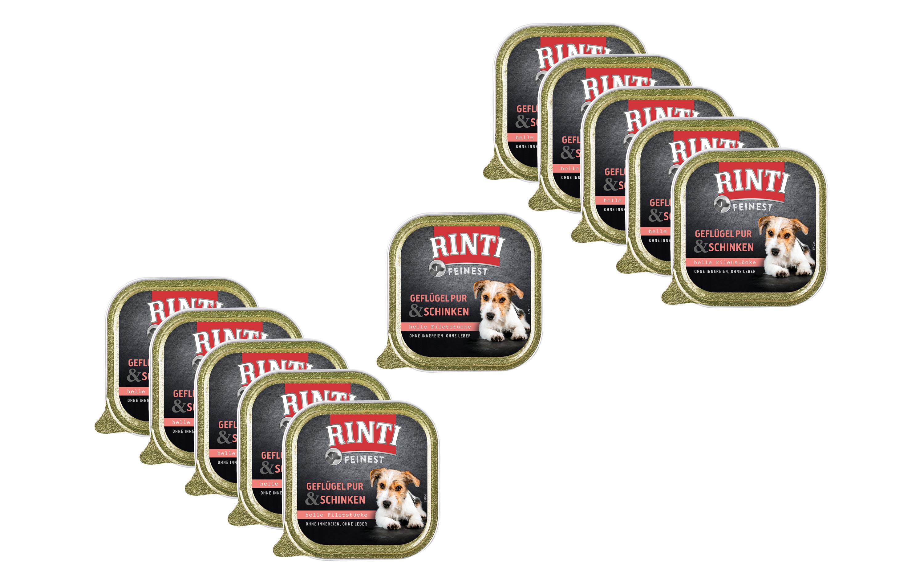 Nassfutter Feinest Geflügel Pur & Schinken, 11 x 150 gAlleinfutter für ausgewachsene Hunde