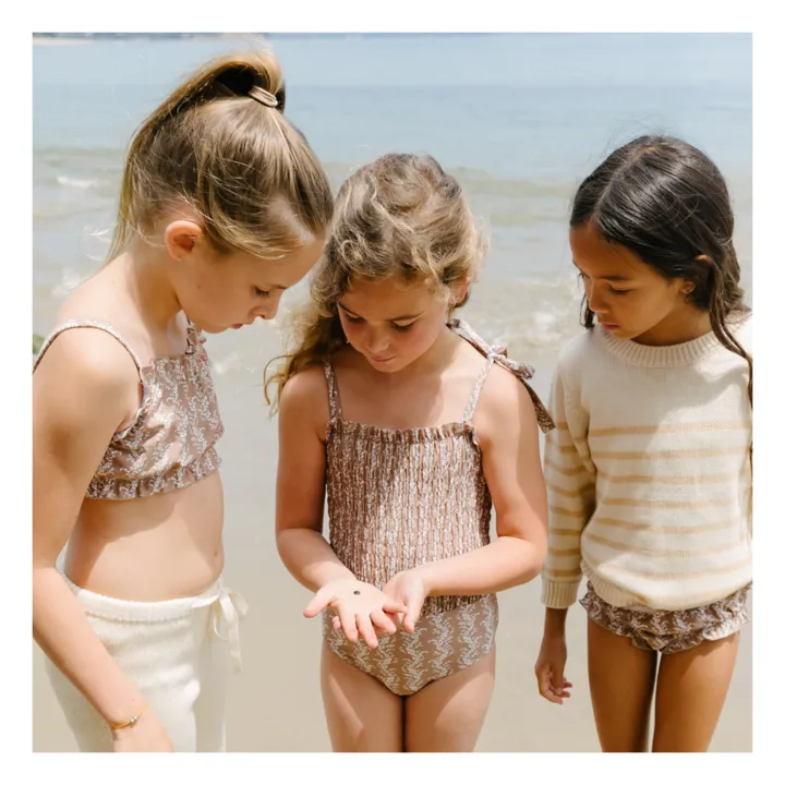Minnow Maillot 1 Pièce Smocké Fleur | Marron