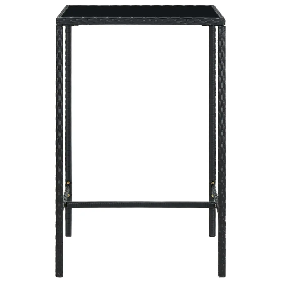 vidaXL - Tuinbartafel - Zwart - Poly rattan en glas - 70 x 70 x 110 cm