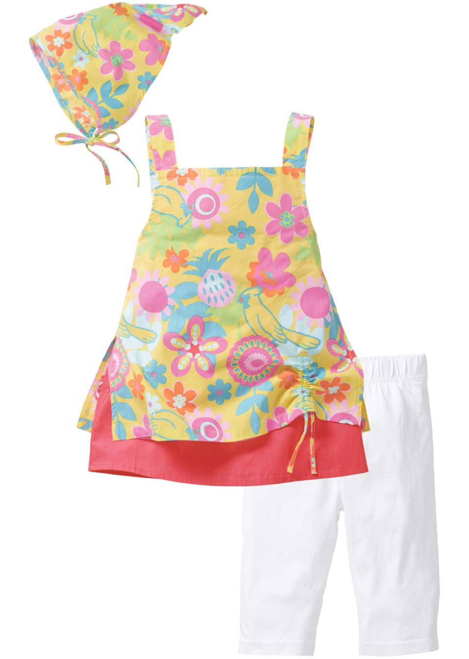 Robe fille, legging, foulard (Ens. 3 pces.)