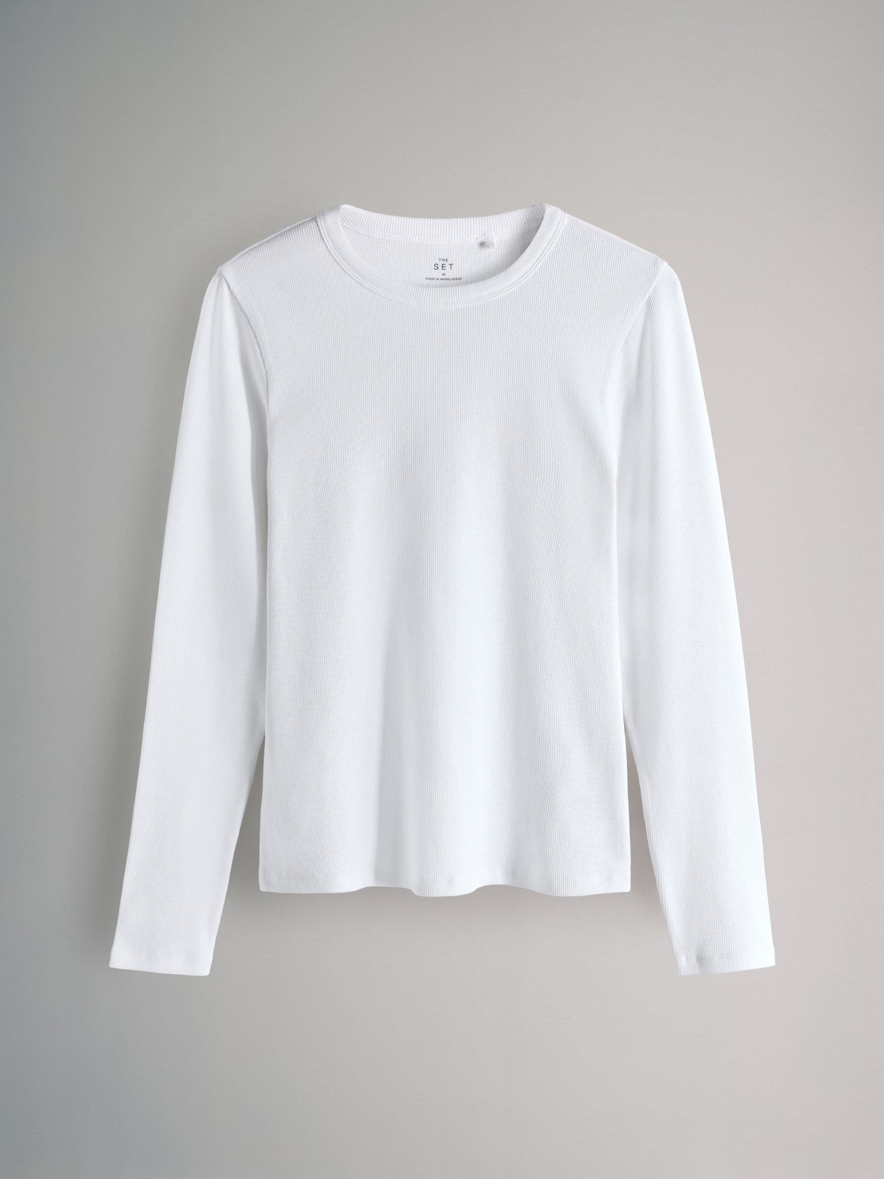 Zwart/antracietgrijs/lichtgrijs gemêleerd/wit - The Set van 4 geribde T-shirts met lange mouwen