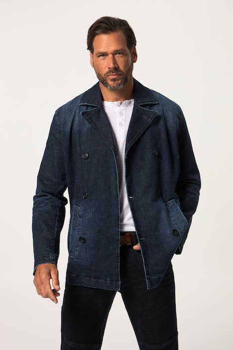 Caban, Jacke, Denim, doppelreihige Knopfleiste