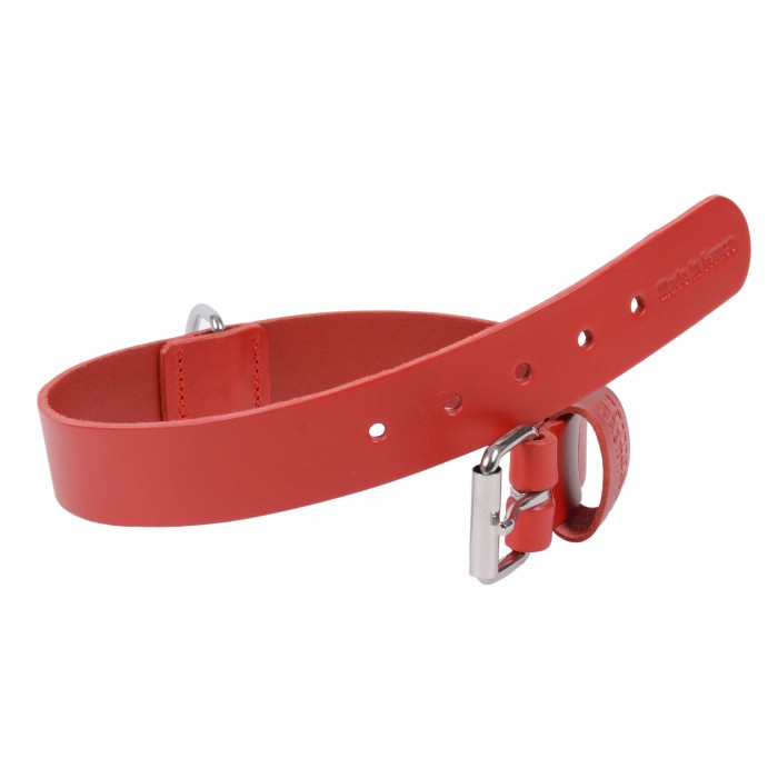 Collier Basic en cuir rouge