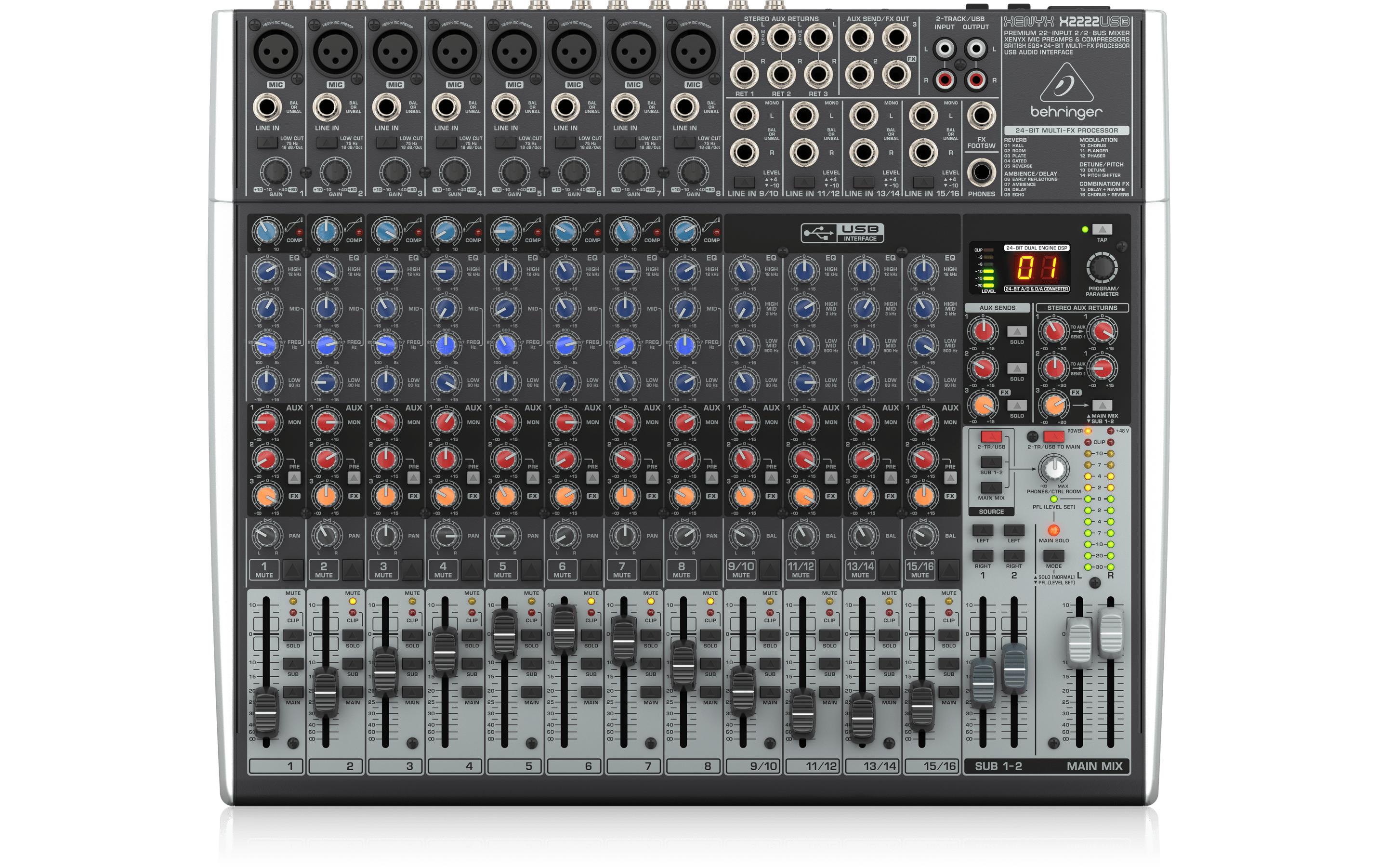Mischpult XENYX X2222USB<br>22-Kanal Analogmischpult mit integriertem USB-Audiointerface