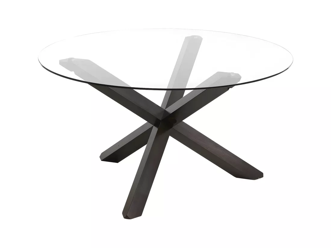 Table à manger CENTAURI - 4 personnes - Bois et verre trempé
