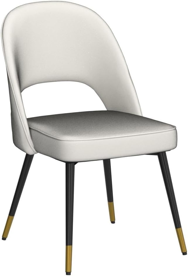chairus 2er Set Esszimmerstühlen aus Samt für Küche Wohnzimmer Modern Armloser Bürostuhl Polsterstuhl Seitenstühle Hohler Rückenmit Metallbeinen (Beige-2)