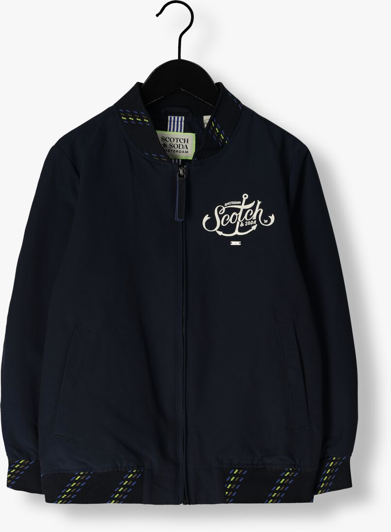 SCOTCH & SODA donkerblauwe scotch & soda jack lightweight jaket with colourful rib tipping