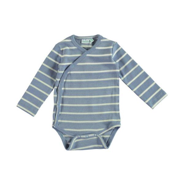 Babylook Striped Rib Romper - Maat 50 - Faded Denim