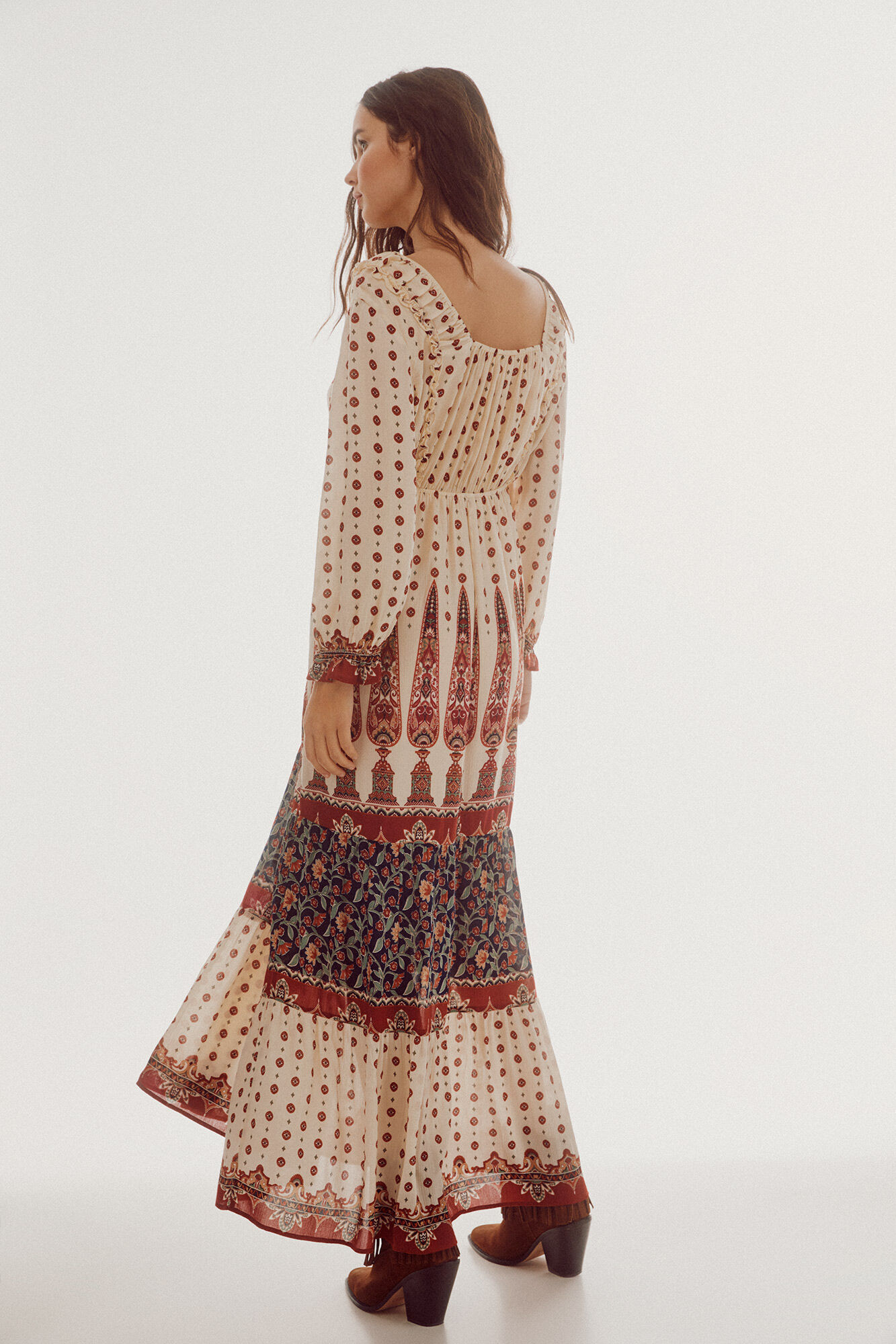 Vestido longo estampado - Multicolorido