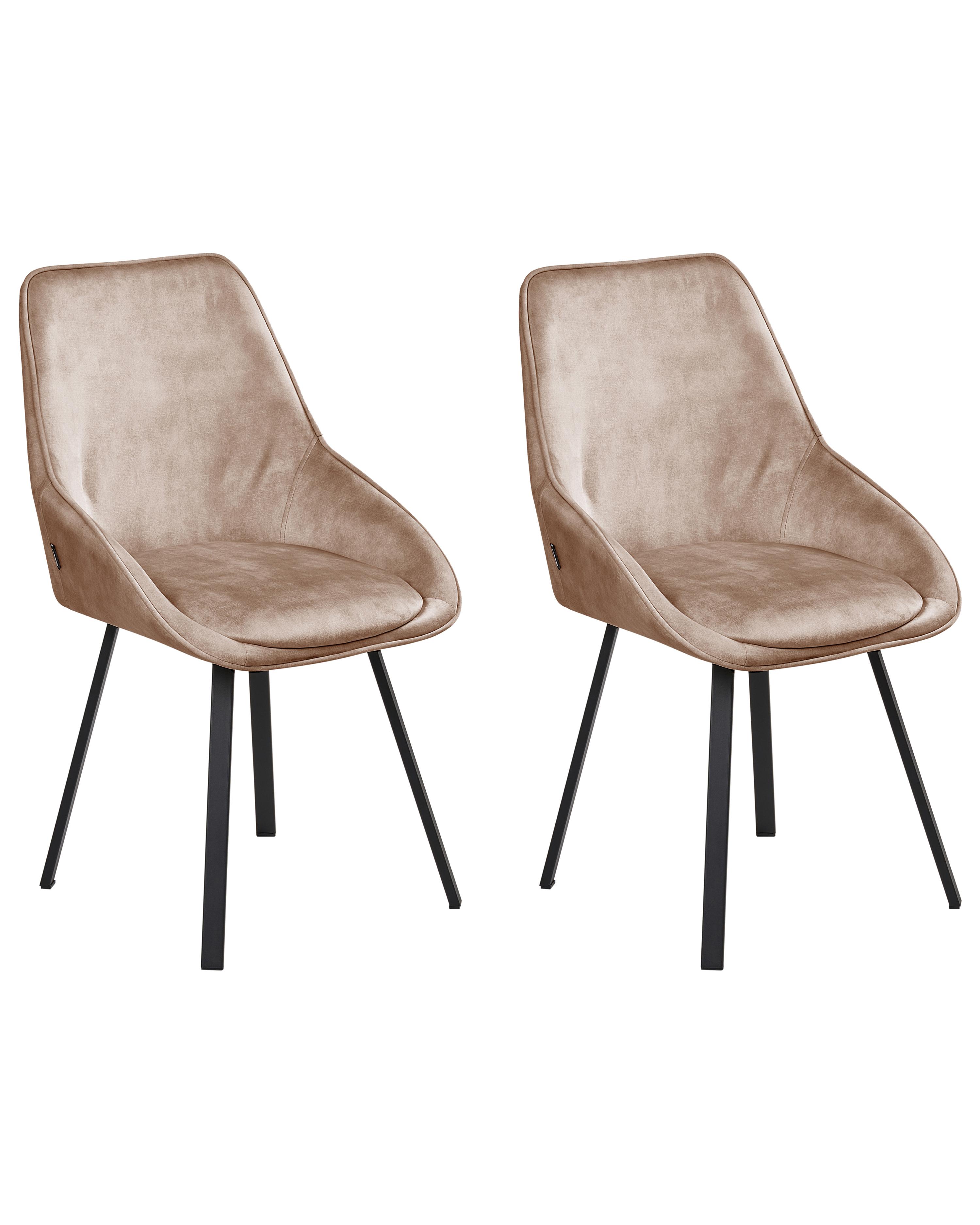 Set van 2 eetkamerstoelen draaibaar TERLTON Fluweel Beige