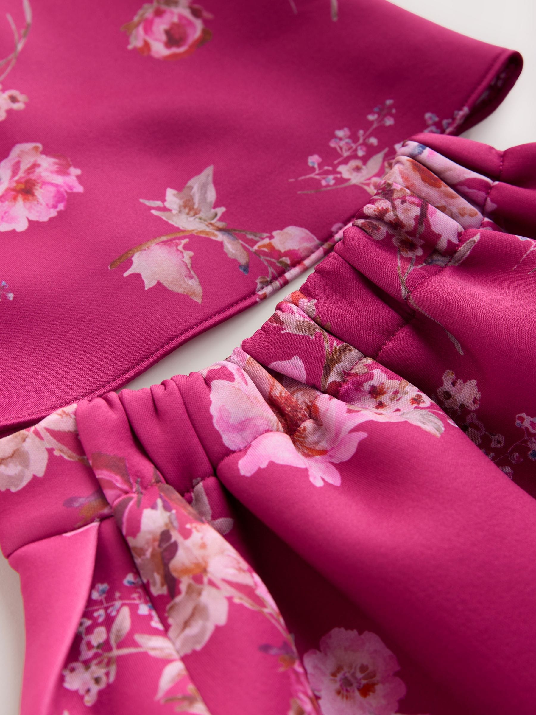Rood bloemmotief - Set van scuba top en rok (3mnd -7jr)