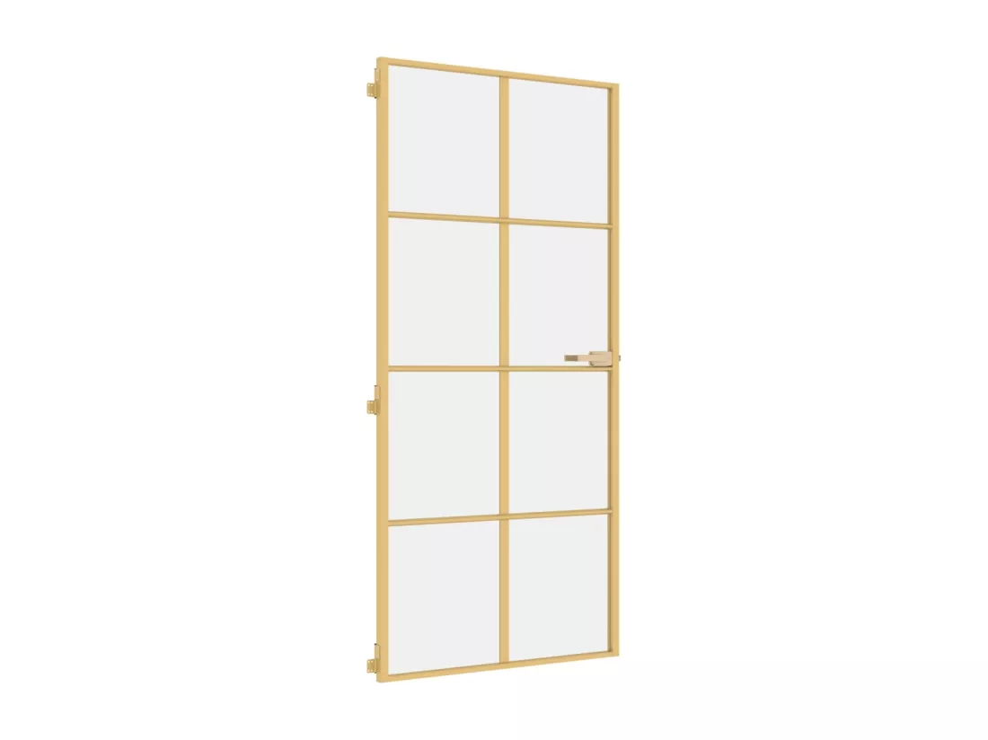 Porte intérieure mince doré 93x201,5 cm verre trempé aluminium
