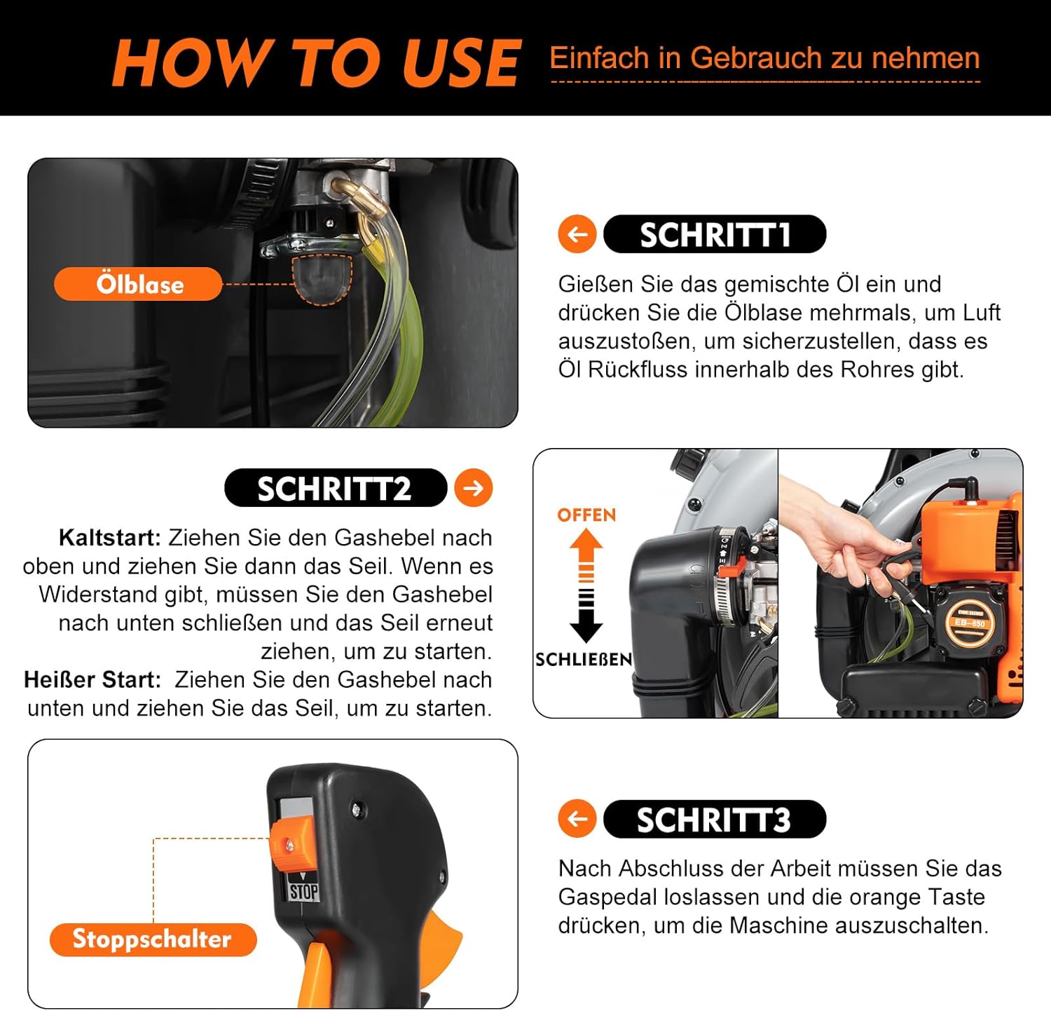 Benzin Laubbläser | 2-Takt 3,6PS 65ccm mit 1,8L Tank | Kabelloser Rückenbläser | Ventilator Gartenbläser | Rucksack-Motorbläser | Luftgekühlt Laubgebläse Einzylinder Bläser für Terrassen Gärten