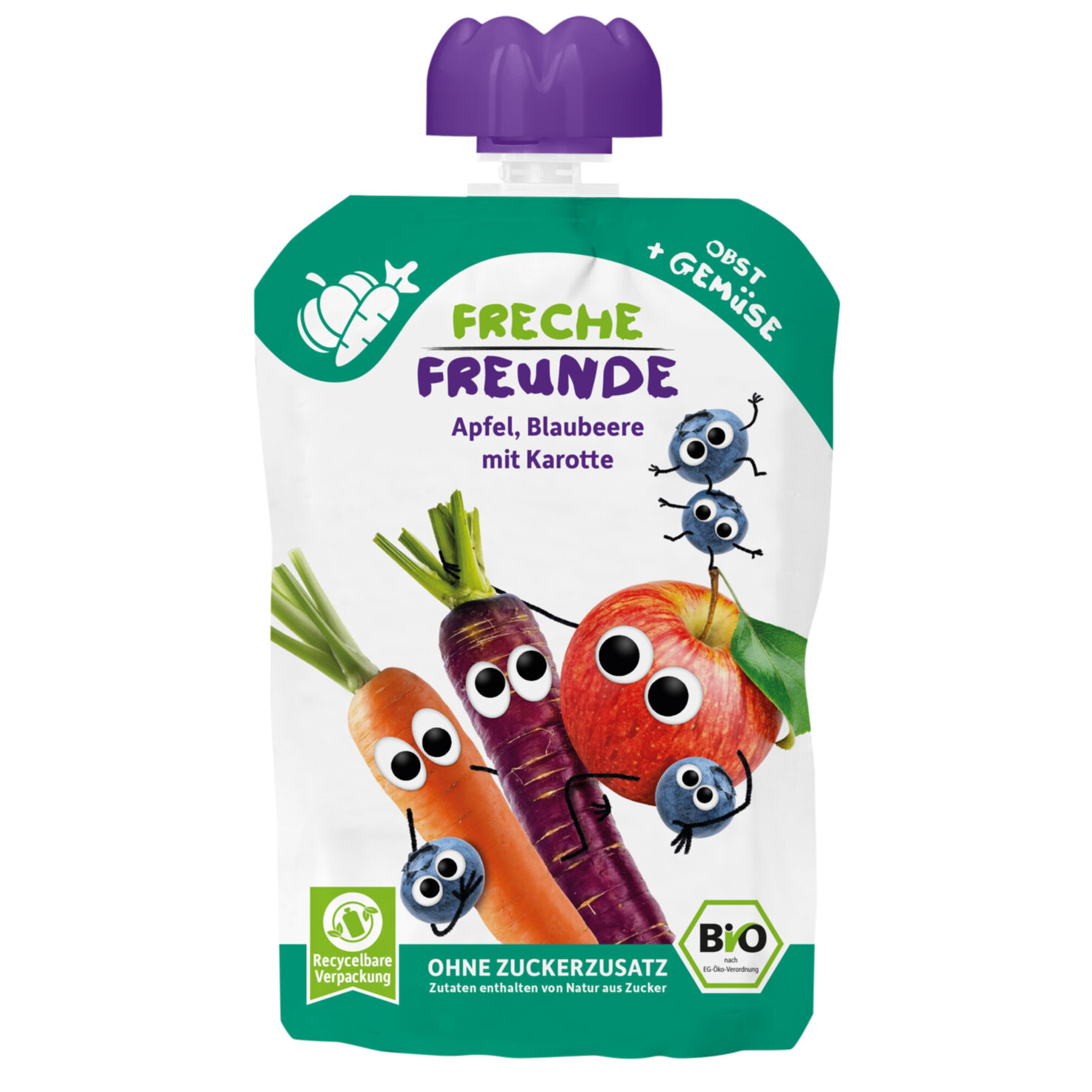 Freche Freunde Apfel, Blaubeeren mit Karotten 6+ Monate