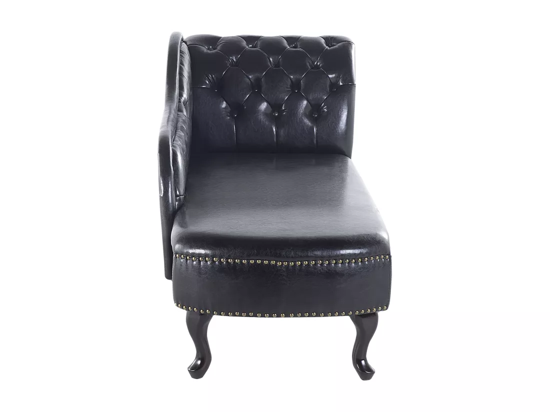Méridienne Chesterfield noire brillante côté droit NIMES