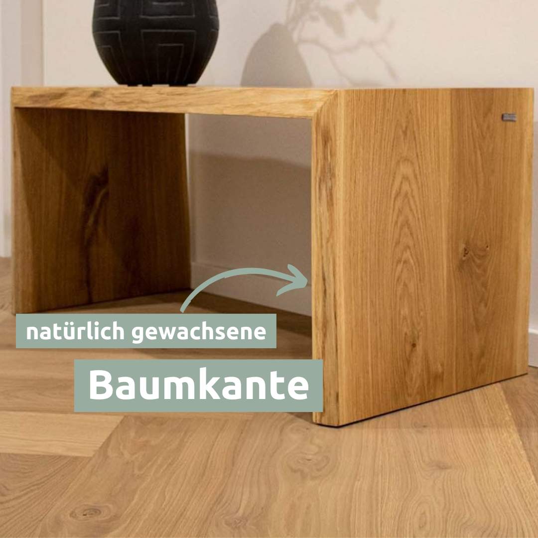 holz4home® Massivholz Hocker I Bank aus Eiche mit Baumkante | L