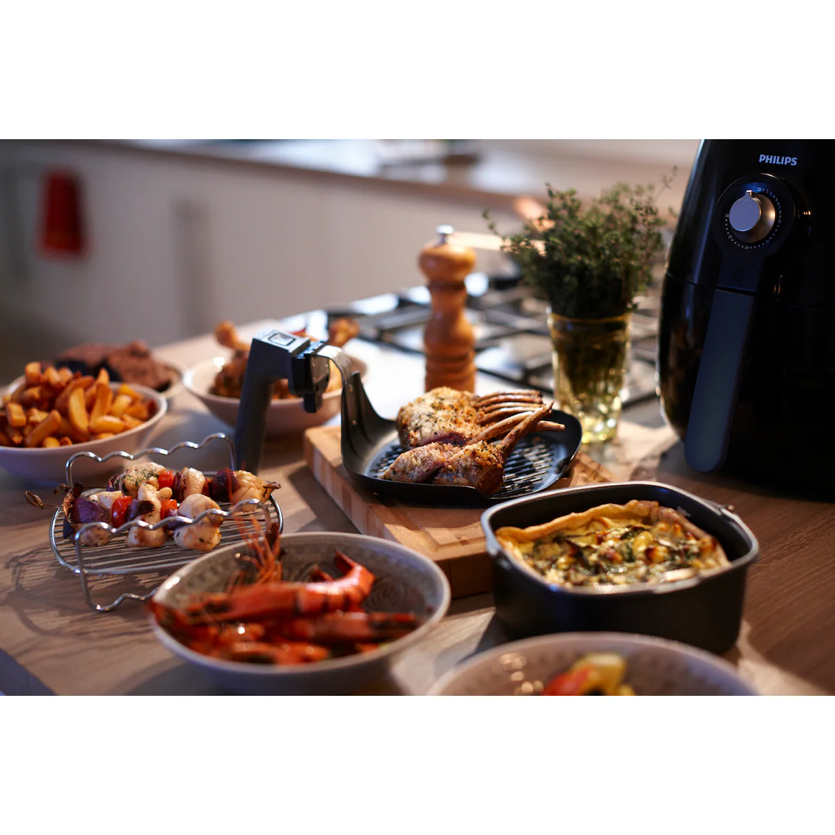 Philips To-lags-stativ med grillspyd for Airfryer 6.2L HD9905/00