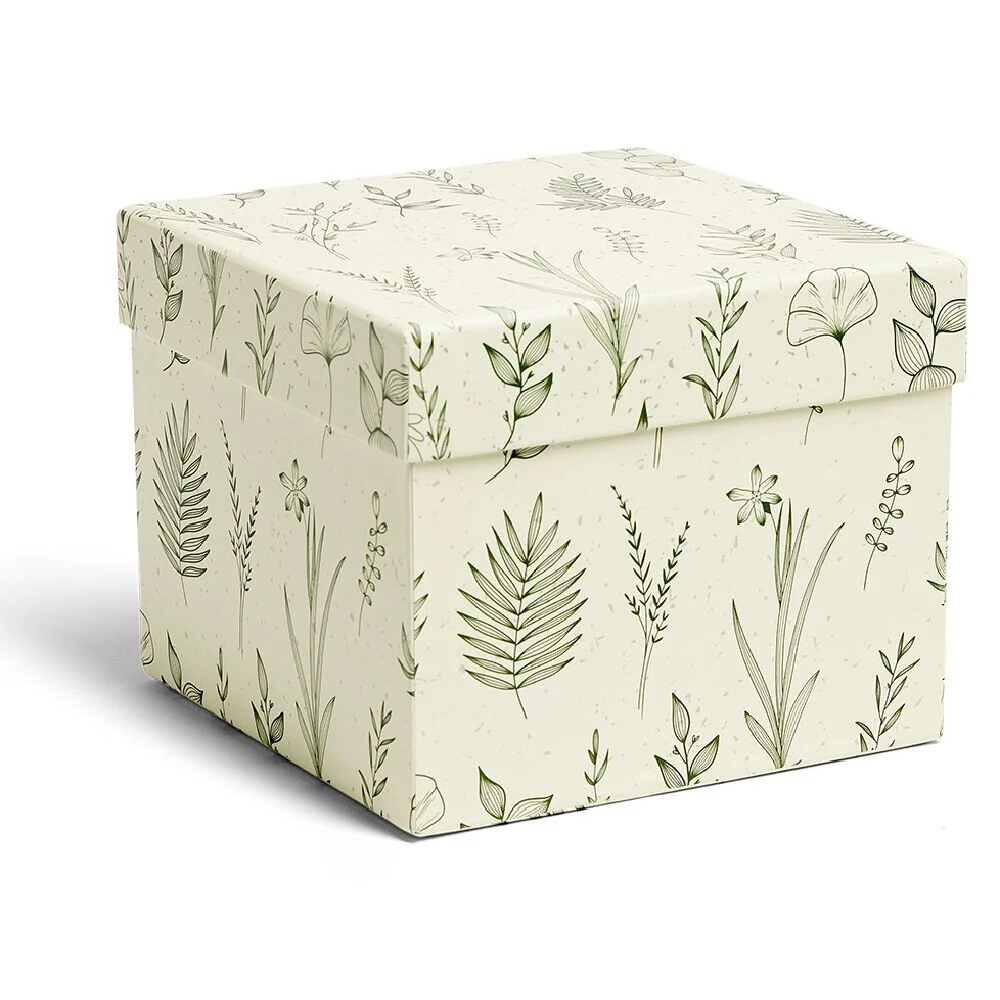 Boîte en carton motif végétal 12x15xH15cm