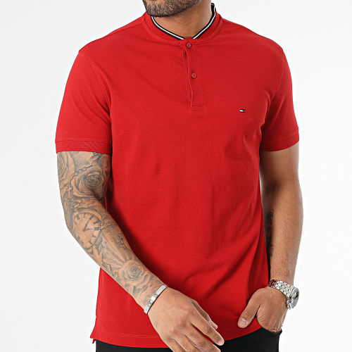 Polo Manches Courtes Mao Collar With Rwb 2401 Rouge