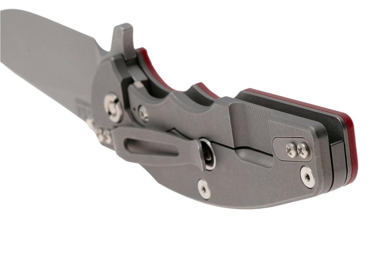 Rick Hinderer Jurassic Slicer, Hollow Ground Magnacut, Working Finish, Red G10, zakmes