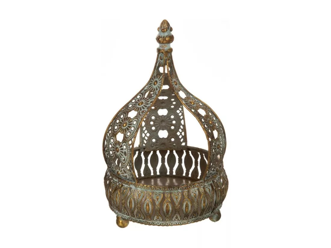 Bougeoir en métal doré 15x15x23.5h