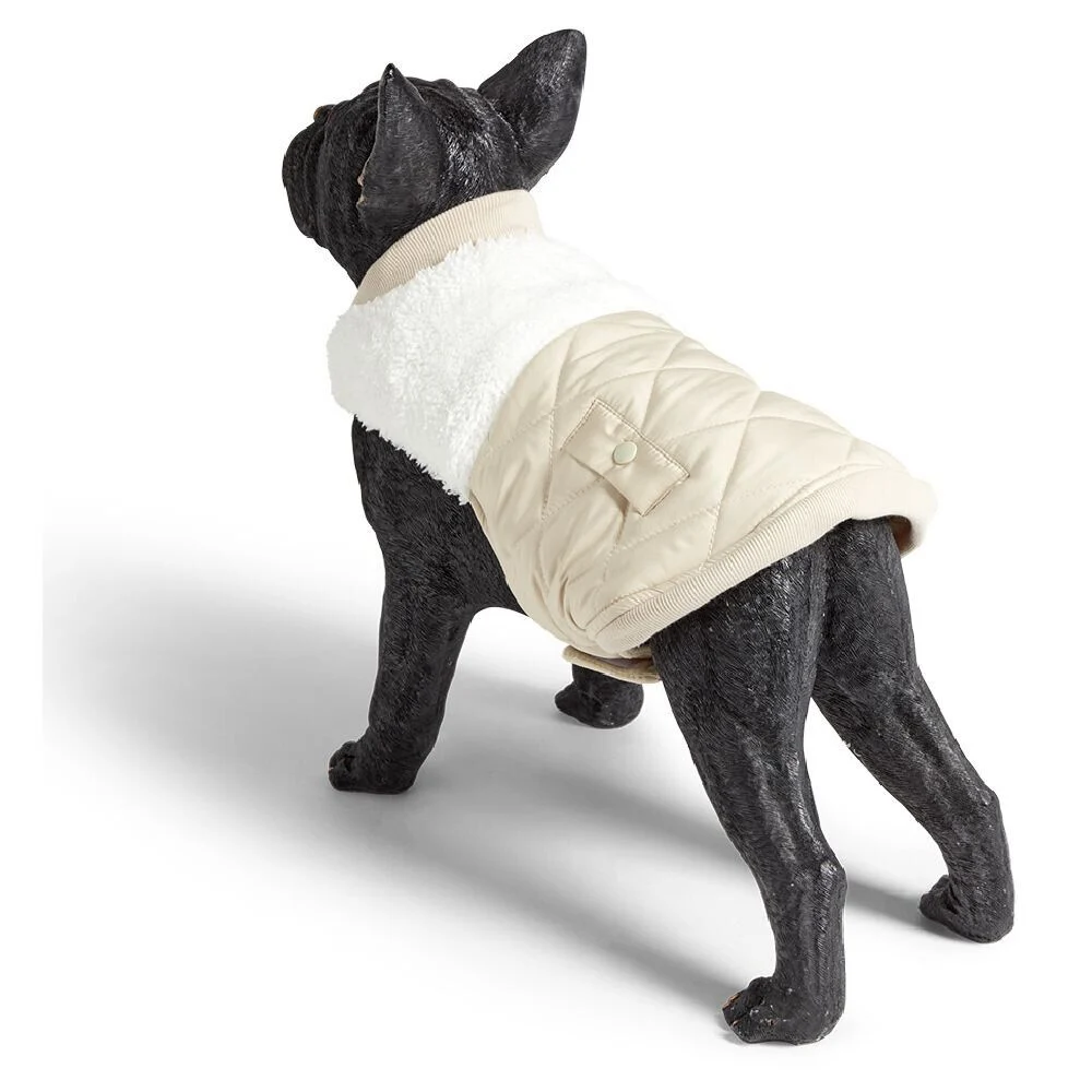 Veste pour chien dessus sherpa beige et blanc - Taille L