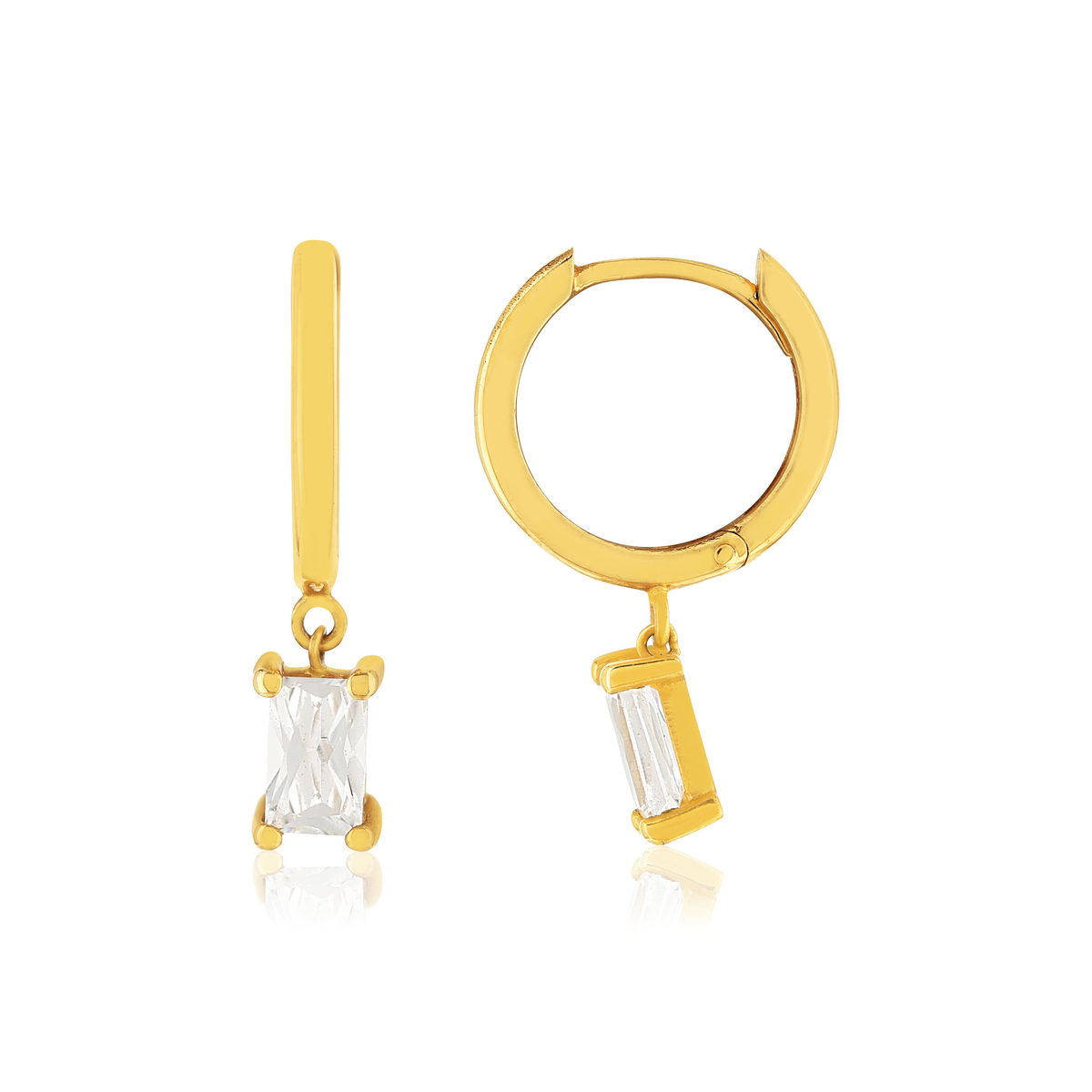 Boucles d'oreilles créoles or 375 jaune zirconias blancs 10 mm