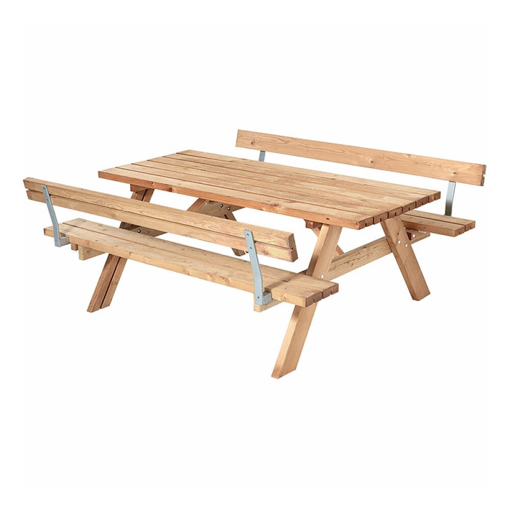 BENKESETT PLUS BORD/BENKER 2 RYGGSTØTTE 177X179CM GYLDENBRUN
